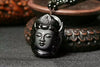 Natural Obsidian Buddha Pendant Necklace