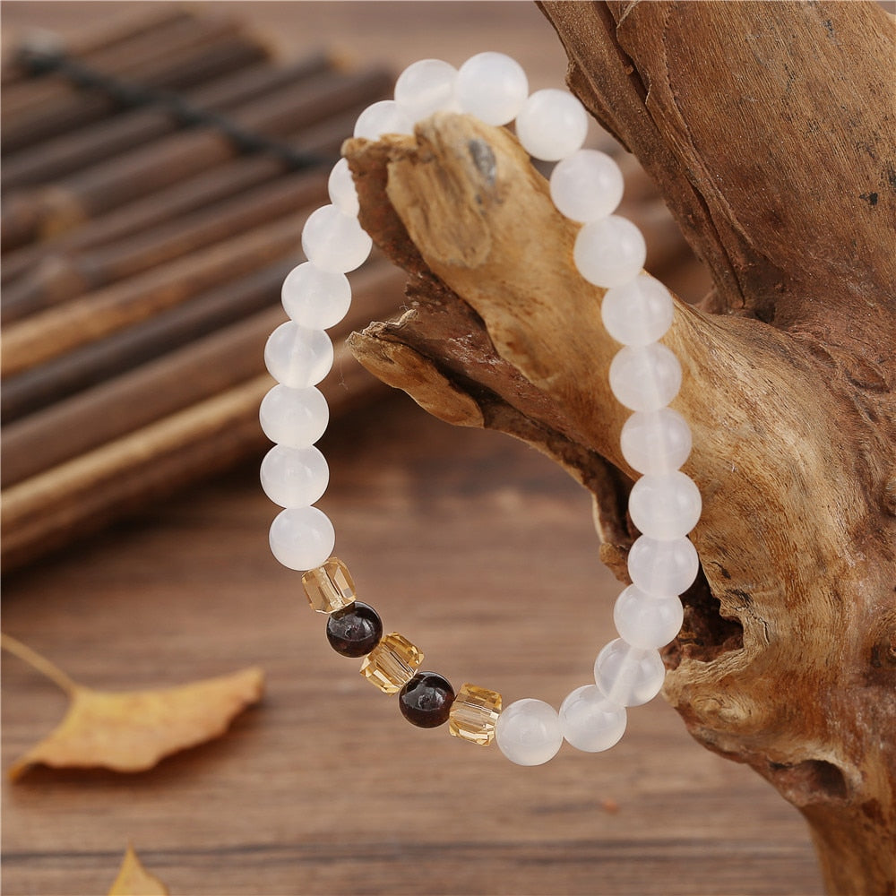 Natural White Chalcedony Positivity Bracelet