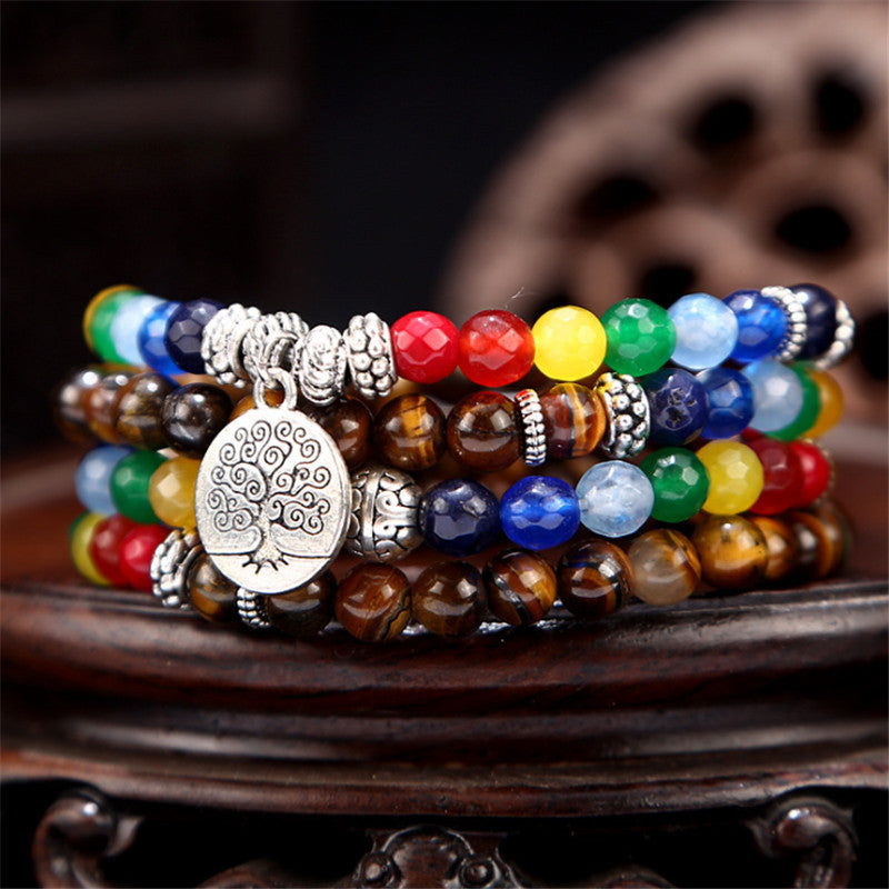 7 Chakra 108 Mala Natural Stone Beads Tree of Life Charm Bracelet