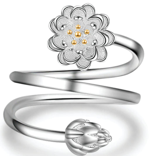 Silver Triple Wrap Lotus Ring