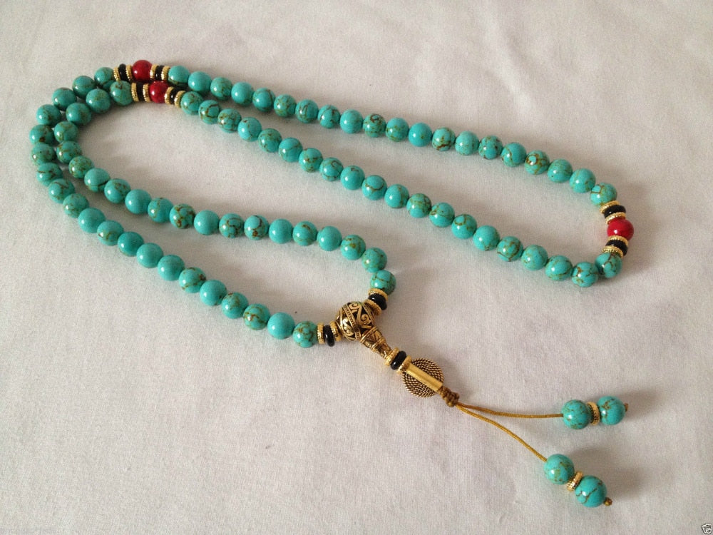 108 Natural Turquoise Bead Mala Wrap Bracelet