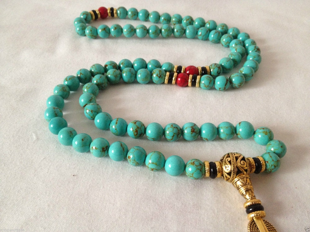 108 Natural Turquoise Bead Mala Wrap Bracelet